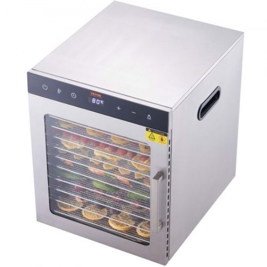 Picture of VEVOR Electric Food Dehydrator Machine, 800W Electric Food Dryer, 10 Stainless Steel Trays, with Digital Adjustable Timer & Temperature for Jerky, Herb, Meat, Beef, Fruit, Dog Treats and Vegetables