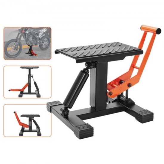 Picture of VEVOR Dirt Bike Lift Stand, Motorcycle Jack Lift Stand 440 lbs Capacity and Hydraulic Lift Operation, Adjustable Height Hoist Table, for Dirt Pit Bike Repair, Maintenance, Dirt Bike Accessories