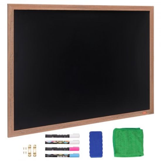 Picture of VEVOR A Frame Chalkboard Sign, Double-Sided Sidewalk Signs, Freestanding Vintage Wooden Chalk Board with Chalks & Magnetic Eraser, Rustic Brown Outdoor Sandwich Board, 20"x40", Kitchen Home Wedding