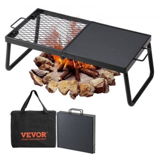 Picture of VEVOR Swivel Campfire Grill, Fire Pit Grill Grate over Fire Pits, Heavy Duty Steel Grill Grates, 360° Adjustable Open Fire Outdoor Cooking Equipment, Portable Camp Fire Racks for Camping Outdoor BBQ