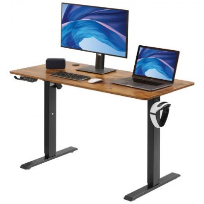 Picture of VEVOR Height Adjustable Desk, 47.2 x 23.6 in（1.2m*0.6m）, 3-Key Modes Electric Standing Desk, Whole Piece Desk Board, Sturdy Dual Metal Frame, Max. Loading 180 LBS Computer Sit Stand up Desk, for Home and Office