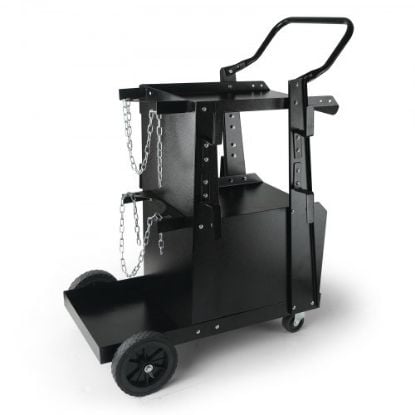 Picture of VEVOR Welding Cart, 2-Tier Heavy Duty Welder Cart with Anti-Theft Lockable Cabinet, 265LBS Weight Capacity, 360° Swivel Wheels, Tank Storage Safety Chains, Welding Cabinet for TIG, ARC, Plasma Cutter