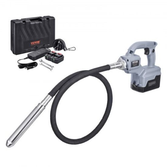 Picture of VEVOR Electric Concrete Vibrator, 1500W 16000 VPM, 2HP Copper Motor Handheld Concrete Vibrating Tool, Portable Pencil Cement Vibrator with Shaft of 14.75ft / 4.5m, Remove Air Bubble and Level Concrete