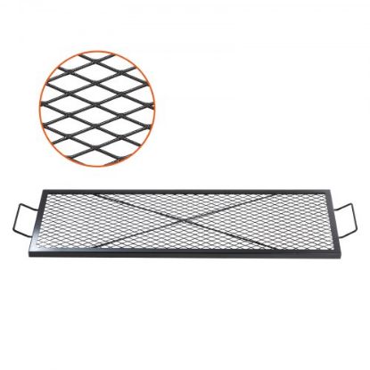 Picture of VEVOR X-Marks Fire Pit Grill Grate, Foldable Round Cooking Grate, Heavy Duty Steel Campfire BBQ Grill Grid with Handle and Support X Wire, Portable Camping Cookware for Outside Party, 36 Inch Black