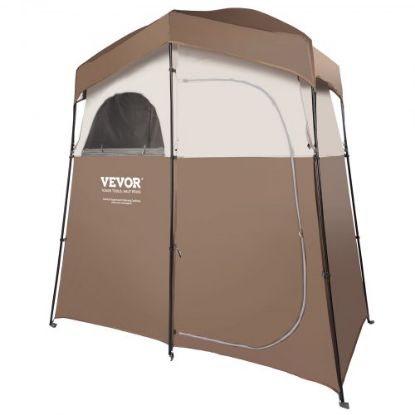 Picture of VEVOR Camping Shower Tent, 66" x 66" x 87" 1 Room Oversize Outdoor Portable Shelter, Privacy Tent with Detachable Top, Pockets, Hanging Rope and Clothesline, for Dressing, Changing, Toilet, Bathroom