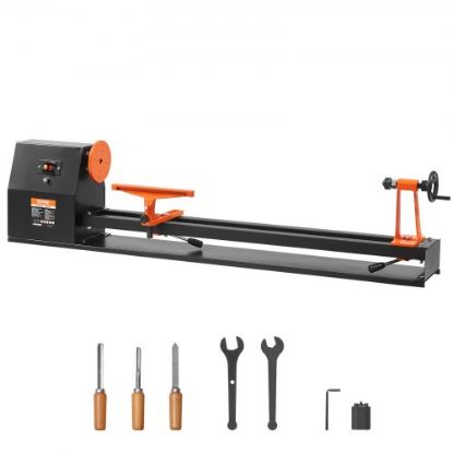 Picture of VEVOR Wood Lathe with Copy Attachment, 13.78 in x 37.8 in, 1 HP 750W Woodworking Lathe with Stand, Continuously Variable Speed 700-2600 RPM with Light Hex Wrenches Turning Tool Set, for Woodworking