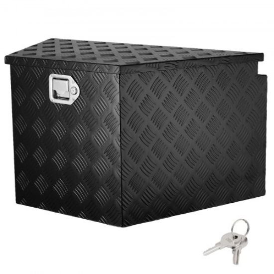 Picture of VEVOR Trailer Tongue Box, Aluminum Alloy Diamond Plate Tongue Box Tool Chest, Heavy Duty Trailer Box Storage with Lock and Keys, Utility Trailer Tongue Box for Pickup Truck, RV, Trailer, 29"x16.2"x18"