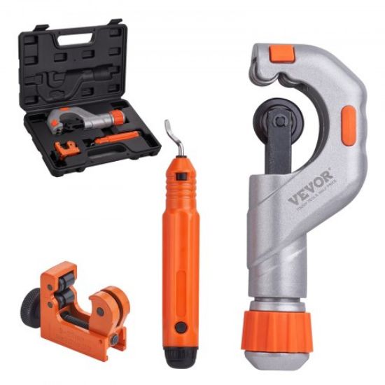 Picture of VEVOR 3PCS Tubing Cutter Set - Heavy Duty Pipe Cutter 3/16"-2"OD, Mini Tube Cutter 1/8"-7/8" & Deburring Tool, Professional Ultimate Pipe Cutter Set for Stainless Steel, Copper, Aluminum, Plastic Pipe