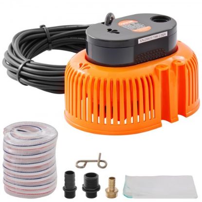 Picture of VEVOR Automatic Pool Cover Pump, 1/10 HP 75W 540 GPH, 120V Submersible Swimming Pool Cover Pump, Water Removal Pump with 3 Hose Adapters 16 ft Drainage Hose & 25 ft Power Cord, for Pool Draining