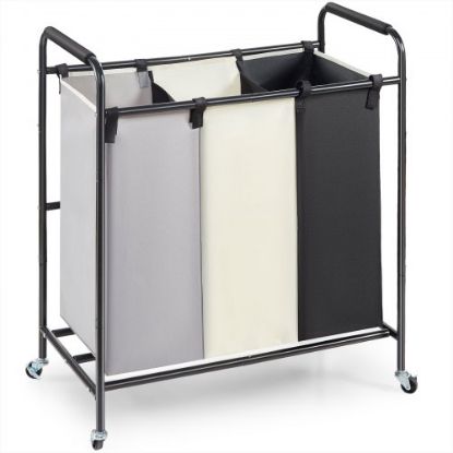 Picture of VEVOR 3-Section Laundry Sorter Cart with Ironing Board, Laundry Hamper with Heavy Duty Lockable Wheels and 3 Removable Bag, Rolling Laundry Basket Sorter for Clothes Storage