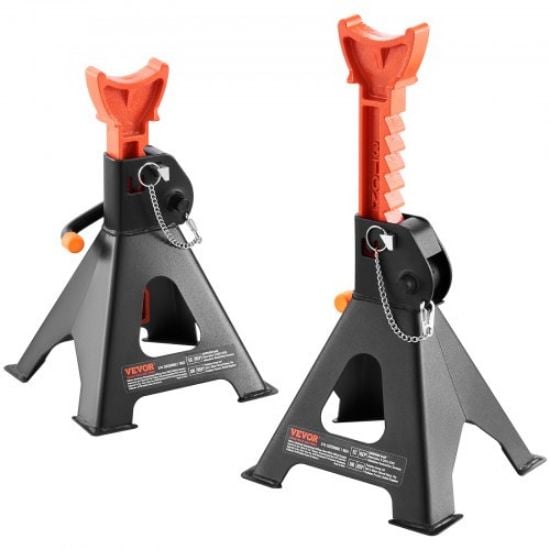 Picture of VEVOR Jack Stands, 3 Ton (6,000 lbs) Capacity Car Jack Stands, 10.8-16.3 inch Adjustable Height, for lifting SUV, Pickup Truck, Car and UTV/ATV, Red, 1 Pair