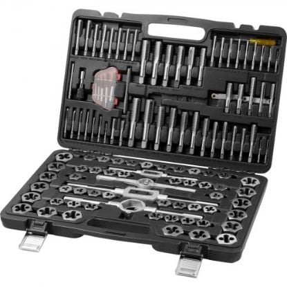 Picture of VEVOR Tap and Die Set, 80-Piece Metric and SAE Standard, Bearing Steel Taps and Dies, Essential Threading Tool for Cutting External Internal Threads, with Complete Accessories and Storage Case