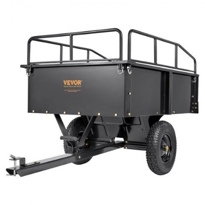 Picture of VEVOR Heavy Duty Steel ATV Dump Trailer, 1500-Pound Load Capacity 15 Cubic Feet, Tow Behind Dump Cart Garden Trailer, with Removable Sides and 2 Tires, for Mowers, Tractors, ATV, UTV