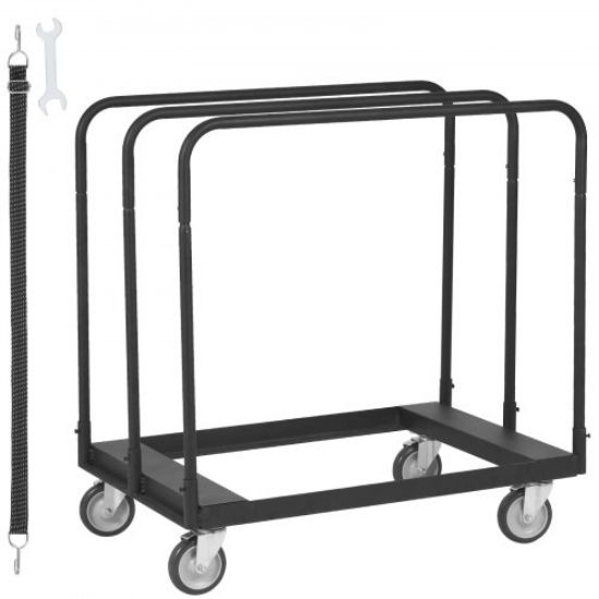 Picture of VEVOR Drywall Cart, 1500 LBS Panel Dolly Cart with 36.02" x 24.02" Deck and 5" Swivel Wheels, Heavy-Duty Drywall Sheet Cart, Handling Wall Panel, Sheetrock, Lumber, for Garage, Home, Warehouse