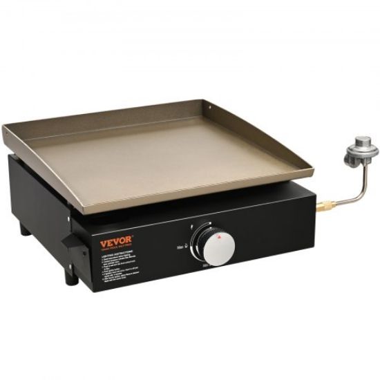 Picture of VEVOR Commercial Griddle, 22.4" Heavy Duty Manual Flat Top Griddle, Countertop Gas Grill with Non-Stick Cooking Plate, Steel LPG Gas Griddle, H-Shaped Burner Restaurant Portable Grill, 22,000 BTU