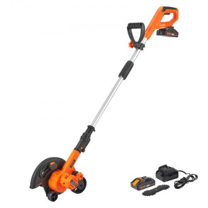 Picture of VEVOR Lawn Edger, 20 V Battery Powered Cordless Edger, 9-inch Blade Edger Lawn Tool with 3-Position Blade Depth, Battery and Charger Included, for Lawns, Driveways, Borders, and Sidewalk Edges