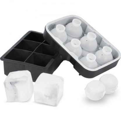 Picture of VEVOR Ice Cube Tray, Round Ice Ball Maker for Freezer, 2x33pcs & 1x104pcs Ice Balls, Sphere Ice Cube Making 170pcs Small Ice Chilling Cocktail Whiskey Tea Coffee, 3Pack Ice trays & Ice Bin & Scoop