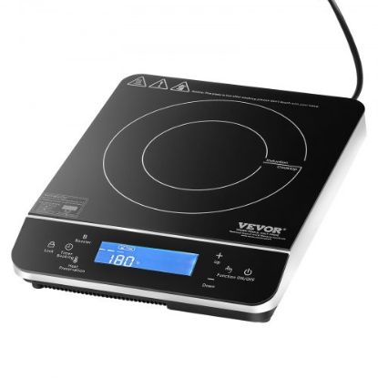 Picture of VEVOR Electric Cooktop, 2 Burners, 12'' Induction Stove Top, Built-in Magnetic Cooktop 3000W, 9 Heating Level Multifunctional Burner, LED Touch Screen w/ Child Lock & Over-Temperature Protection