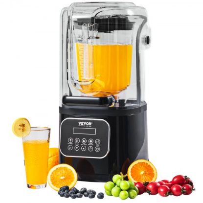 Picture of VEVOR Professional Blender, Commercial Countertop Blenders, 68 oz Jar Blender Combo, Stainless Steel 3 Functions Blender, for Frozen Drinks, Shakes, Smoothies, Peree, and Crush Ice, Black