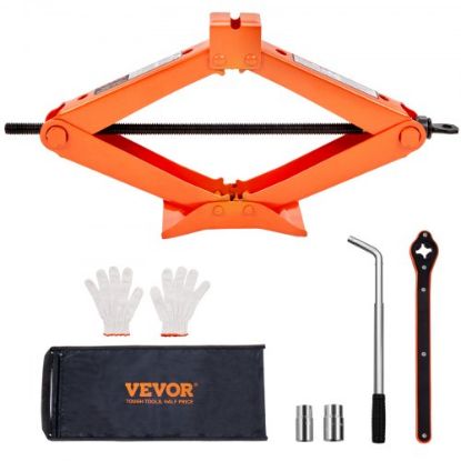 Picture of VEVOR Scissor Jack, 2.5 Ton/5512 lbs Scissor Car Jack, 3.7"-17.1" Lifting Range Scissor Lift Jack with Ratcheting Handle and L-Wrench, Portable Tire Jack for Cars Trucks Sedans MPVs