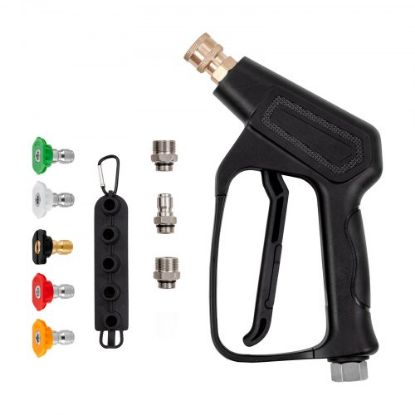 Picture of VEVOR Pressure Washer Gun Set, 0.22 Gal Foam Cannon, 4000 PSI Washer Spay Gun with 1/4 Inch Quick Connector & 5 Nozzle Tips, Pressure Washer Handle with M22-14 mm & M22-15mm & 3/8'' Inlet Connector