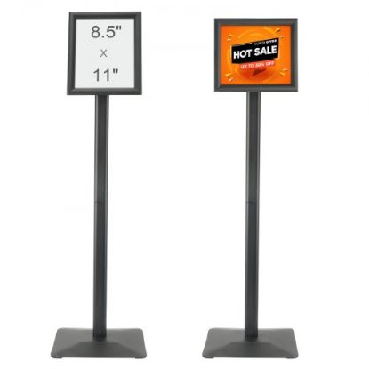 Picture of VEVOR Poster Stand, Adjustable Height Up to 75", Double-Sided Heavy Duty Pedestal Sign Holder, Floor Standing Sign Holder Banner Stand with Shock-absorbing Base for Display, for Board and Foam, Black