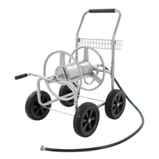 Picture of VEVOR Hose Reel Cart, Hold Up to 250 ft of 5/8’’ Hose, Garden Water Hose Carts Mobile Tools with 4 Wheels, Heavy Duty Powder-coated Steel Outdoor Planting with Storage Basket, for Garden, Yard, Lawn