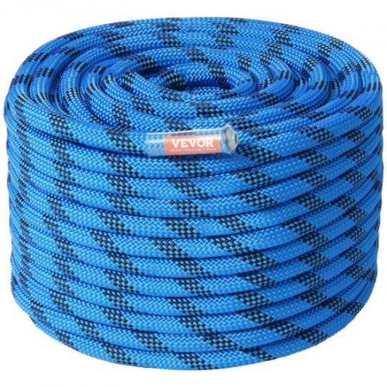 Picture of VEVOR Static Climbing Rope, 64 ft Outdoor Rock Climbing Rope with 26KN Breaking Tension, 0.4'' /10mm High Strength Safety Rope, Escape Rope with 2pcs Carabiner and Storage Bag