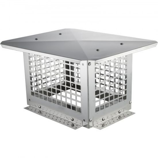 Picture of VEVOR Chimney Cap, 6 inch, 304 Stainless Steel Round Roof Rain Cap, 11.81-inch Increased Caps, All Weather & Reinforced Screws & Easy Installation, for Perfect Insulation Vent Cover Outside, Silver