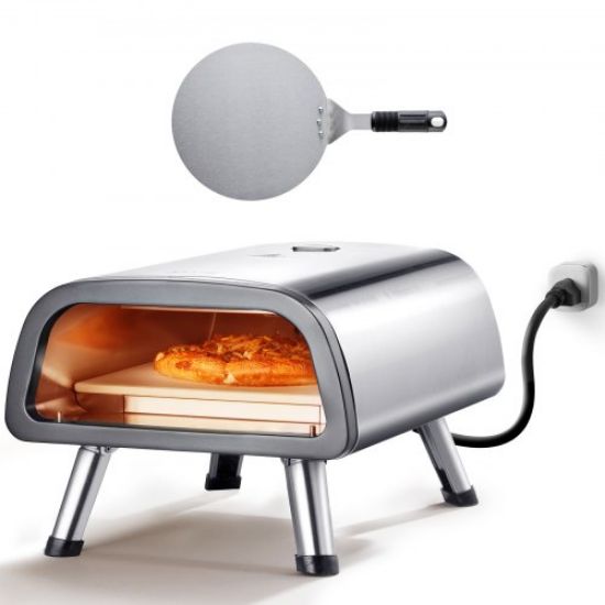 Picture of VEVOR Electric Countertop Pizza Oven 12-inch, 1500W Commercial Pizza Oven with 0-60 Minutes Timer, Stainless Steel Pizza Maker with Removable Crumb Tray for Commercial and Home Use, ETL Certified