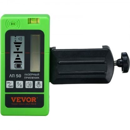 Picture of VEVOR Laser Receiver for Laser Level, 197 ft Working Range, Green Laser and Red Beam Detector for Pulsing Line Lasers, Adjustable Speaker & Dual LCD Display & Built-In Bubble Level, Clamp Included