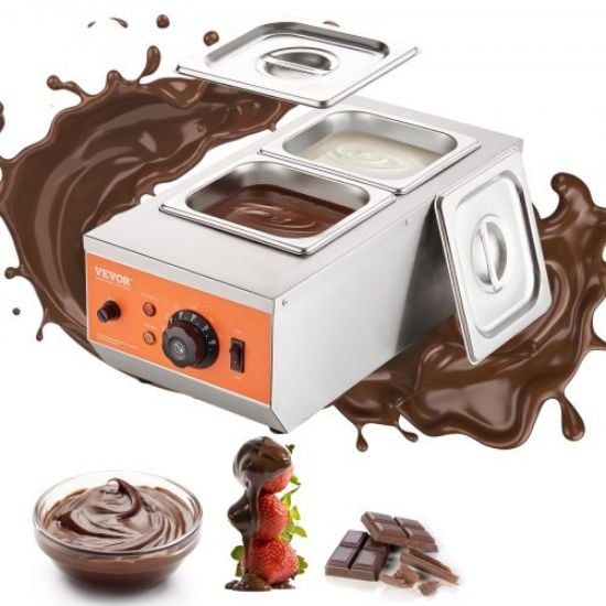 Picture of VEVOR Chocolate Tempering Machine, 26.5 Lbs 3 Tanks Chocolate Melting Pot TEMP Control 86~185℉, 1500W Stainless Steel Electric Commercial Food Warmer For Chocolate/Milk/Cream Melting and Heating