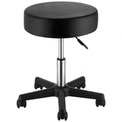 Picture of VEVOR Rolling Stools with Wheels, 400 LBS Weight Capacity Adjustable Height Stool with Ultra-Thick Seat Cushion, Swivel Stools Chair for Salon, Bar, Home, Office, Tatoo, Medical, Massage, Black