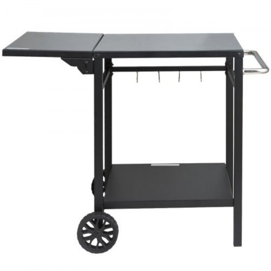 Picture of VEVOR Outdoor Grill Dining Cart with Double-Shelf, BBQ Movable Food Prep Table, Multifunctional Stainless Steel Table Top, Portable Modular Carts for Pizza Oven, Worktable with 2 Wheels, Carry Handle