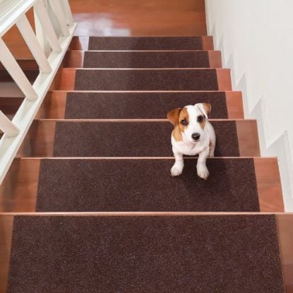 Picture of VEVOR Stair Treads, Stairs Carpet Non Slip 9" x 28", Indoor Stair Runner for Wooden Steps, Anti Slip Carpet Soft Edging Stair Rugs Mats for Kids Elders and Dogs, 15 pcs, Light Brown