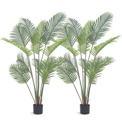 Picture of VEVOR Artificial Palm Tree, 4 FT Tall Faux Plant, Secure PE Material & Anti-Tip Tilt Protection Low-Maintenance Plant, Lifelike Green Fake Tree for Home Office Warehouse Decor Indoor Outdoor