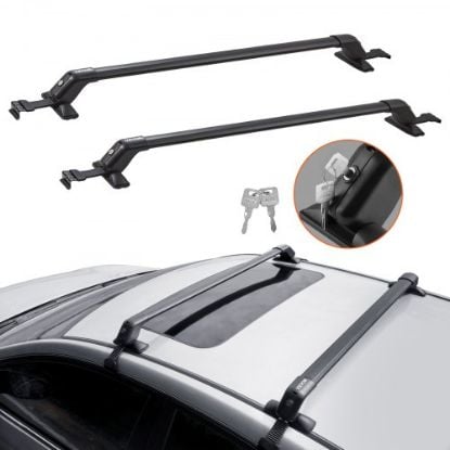 Picture of VEVOR Roof Rack Cross Bars, Compatible with 2011-2021 Jeep Grand Cherokee with Grooved Side Rails, 200lbs Load Capacity, Aluminum Crossbars with Locks, for Rooftop Cargo Carrier Bag Luggage Kayak Bike