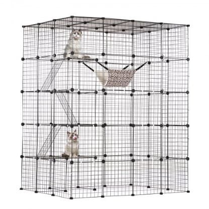 Picture of VEVOR Cat House Outdoor, 7-Tier Large Catio, Cat Enclosure with 5 Platforms, 2 Resting Boxes & Large Front Door, 71.2 x 34.6 x 66.5 inch