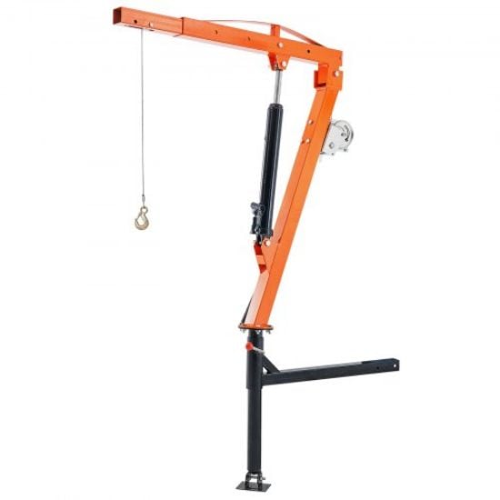 Picture of VEVOR Hydraulic Pickup Truck Crane, 1000 lbs Capacity, 360° Swivel, Hitch Mounted Crane with Three Boom Capacities of 500 lbs, 750 lbs & 1000 lbs, for Lifting Goods in Construction, Forestry, Factory