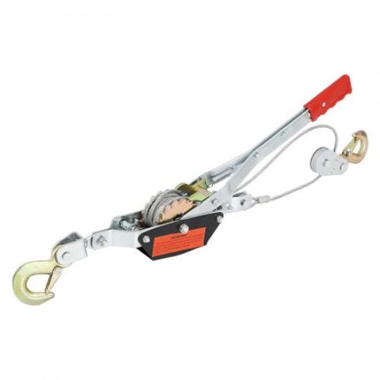 Picture of VEVOR Rope Puller, 3/4 Ton (1,653 lbs) Pulling Capacity, with 100' of 0.6" dia. Rope, 2 Hook, Come Along Winch, Heavy Duty Ratchet Power Puller Tool for Moving Boats, Securing Items, Transporting Logs