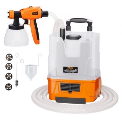 Picture of VEVOR Paint Sprayer, 500W Electric Spray Paint Gun with 10FT Air Hose, 1300ml Container and 3 Spray Patterns, 4 Nozzles, HVLP Spray Gun for House Painting Home Interior & Exterior Walls, Fence