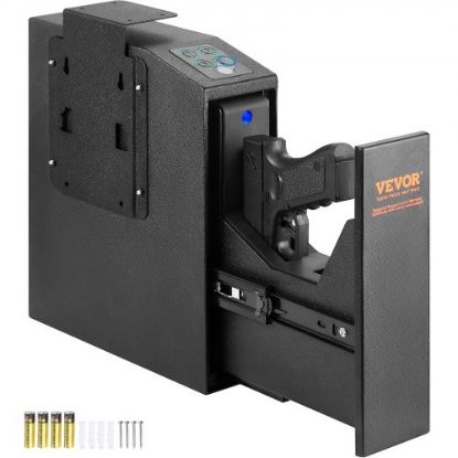 Picture of VEVOR Mounted Gun Safe for Pistols, Biometric Gun Safe with Three Quick Access Ways of Fingerprints, Passwords and Keys, Handgun Safe for 1 Pistol for Home, Bedside, Nightstand, Wall