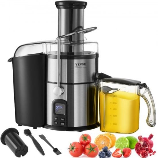 Picture of VEVOR Juicer Machine, 1000W Motor Centrifugal Juice Extractor, Easy Clean Centrifugal Juicers, Big Mouth Large 3" Feed Chute for Fruits and Vegetables, 2 Speeds Juice Maker, Stainless Steel, BPA Free