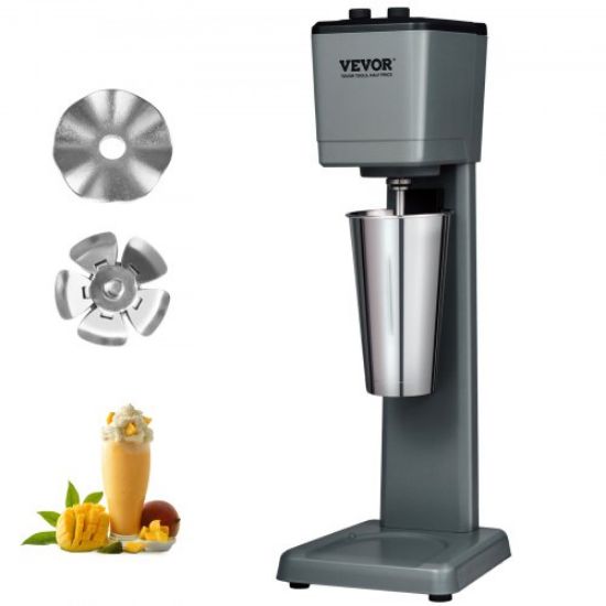 Picture of VEVOR Milkshake Maker, 375W x 2 Electric Milkshake Machine, Double Heads Drink Mixer Blender Machine, 3-Speed Milkshake Mixer with 2 x 820 ml Stainless Steel Cups, for Commercial and Home