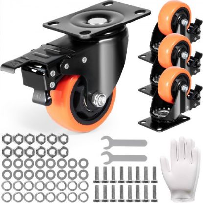 Picture of VEVOR Leveling Casters, 4-Pack Heavy Duty 360° Swivel Caster Wheels Hold up to 1100 lbs Load, 2 inches Caster Diameter, Adjustable Casters with Upgraded Handle Design and Feet for Workbench & Machine