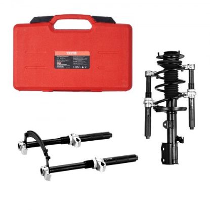 Picture of VEVOR Strut Spring Compressor Set, Macpherson Strut Spring Compressor Kit, Interchangeable Fork Strut Coil Extractor Remover Tool, with Yellow Protective Sleeve and Carrying Case