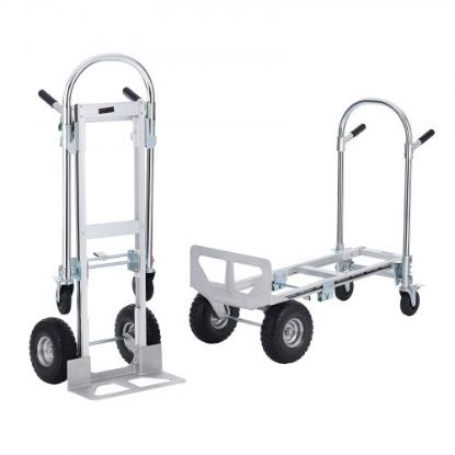 Picture of VEVOR Aluminum Hand Truck, 2 in 1, 800 lbs Load Capacity, Heavy Duty Industrial Convertible Folding Hand Truck and Dolly, Utility Cart Converts from Hand Truck to Platform Cart with Rubber Wheels