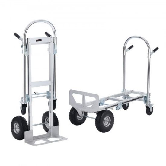 Picture of VEVOR Aluminum Hand Truck, 2 in 1, 300 lbs Load Capacity, Heavy Duty Industrial Convertible Folding Hand Truck and Dolly, Utility Cart Converts from Hand Truck to Platform Cart with Rubber Wheels