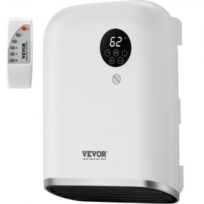 Picture of VEVOR Electric Wall Heater 1500W, Small Space Heaters with Knob Adjustment, Tip-Over & Overheat & IPX24 Waterproof Safety Protection, Wall-Mount/Tabletop for Indoor Use, Fixed Screws Included, White