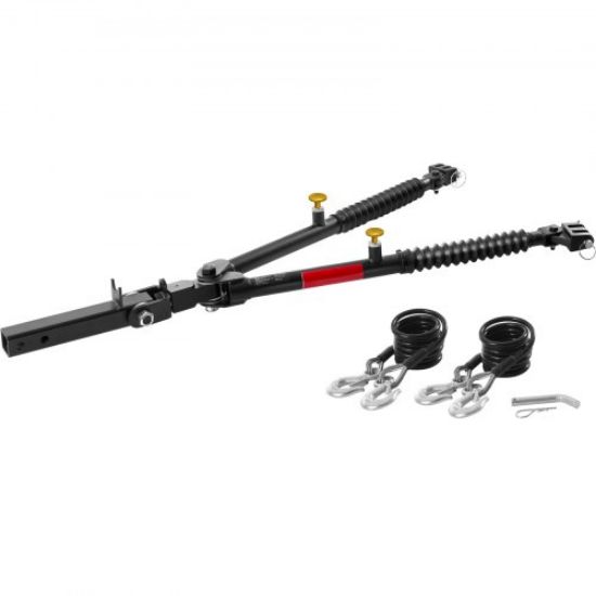 Picture of VEVOR Tow Bar, 5500 lbs Towing Capacity with Chains, Powder-Coating Alloy Steel Bumper-Mounted Universal Towing Bar, Coupler Fits 2-Inch Ball Hitch, 39.4-Inch Opening Width, for RV Car Trailer Truck